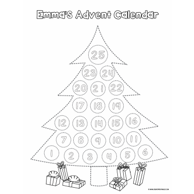 CreatePrintables - Christmas Tree Advent Calendar Printable