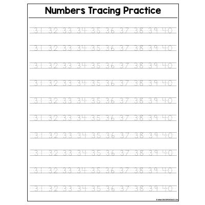 1 100 number tracing practice worksheet