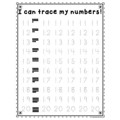 createprintables numbers tracing worksheet 1 20